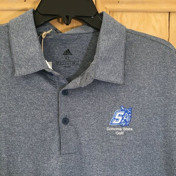 Adidas Mens Sonoma State Golf Embroidered Polo Shirt Size XL Blue Heather SP NWT - Picture 1 of 9
